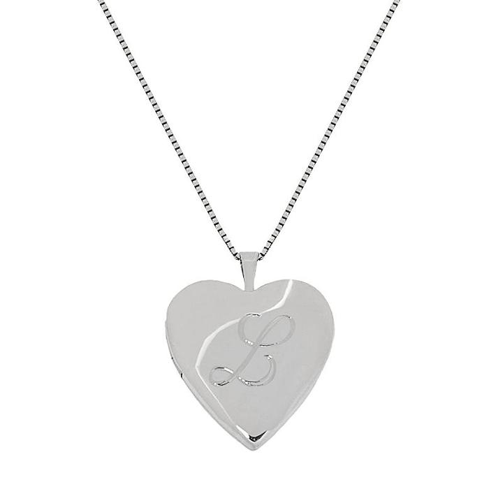 Sterling Silver Initial Heart Locket, Women's, Size: 18, Grey