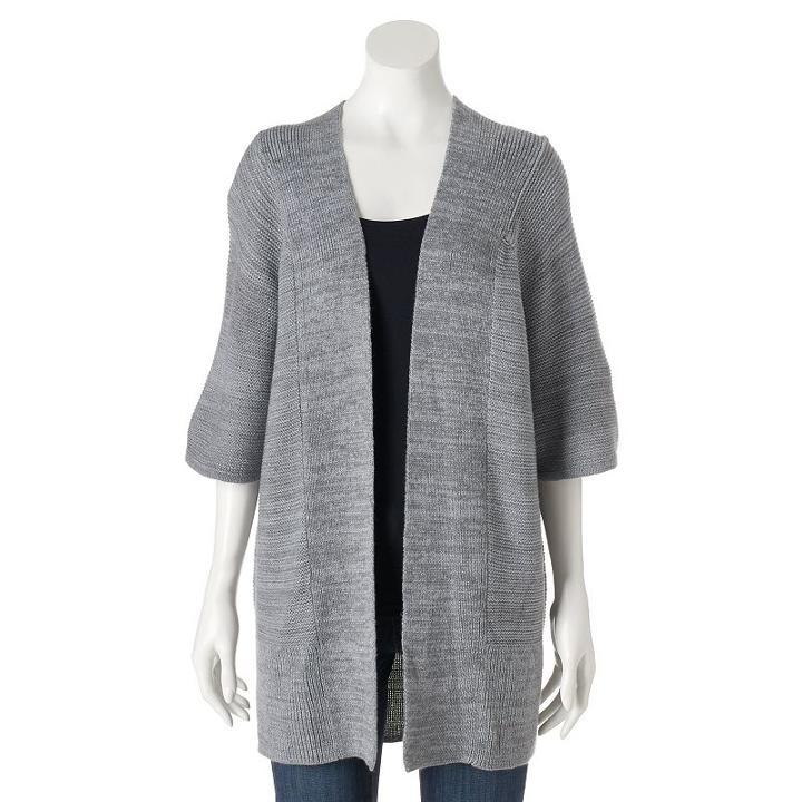 Women's Apt. 9&reg; Open Front Lurex Cardigan, Size: Xs, Grey