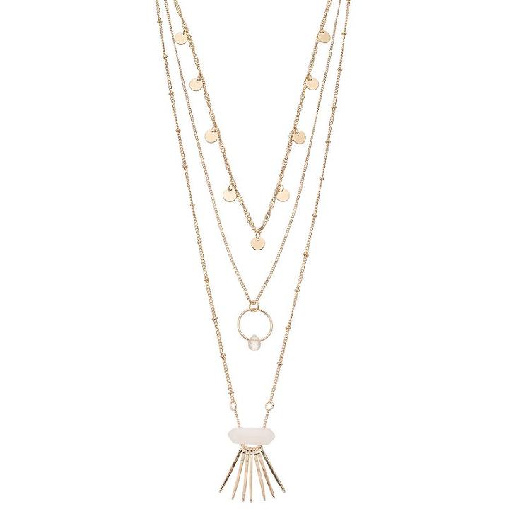 Mudd&reg; Spike & Shaky Disc Layered Necklace, Women's, Gold