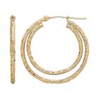 Everlasting Gold 10k Gold Textured Double Hoop Earrings, Women's