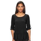 Women's Apt. 9&reg; Ribbed Peplum Top, Size: Large, Black