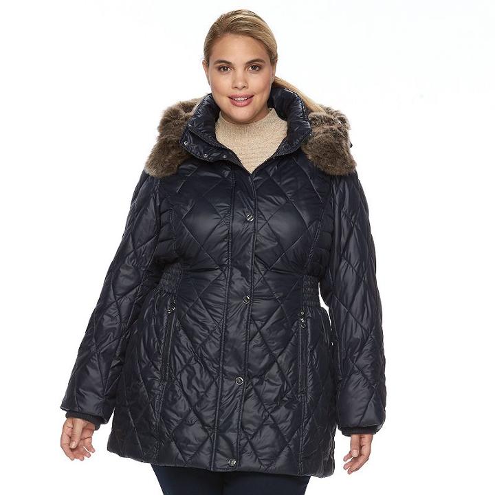 Plus Size Apt. 9&reg; Hooded Quilted Puffer Jacket, Women's, Size: 3xl, Beige Over