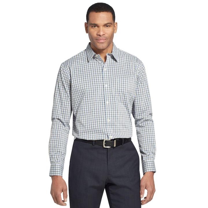 Men's Van Heusen Traveler Classic-fit Non-iron Stretch Button-down Shirt, Size: Large, Beige