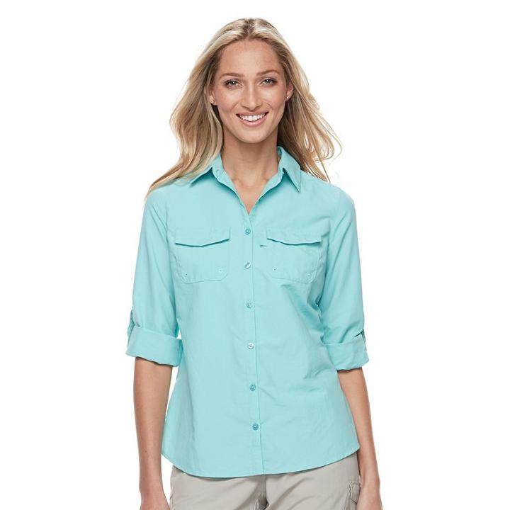 Women's Columbia Amberley Stream Roll-tab Shirt, Size: Medium, Green Oth