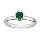 Stacks And Stones Sterling Sterling Silver Lab-created Emerald Stack Ring, Women's, Size: 10, Green