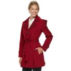 Women's Tower By London Fog Hooded Double Lapel Raincoat, Size: Xl, Pink