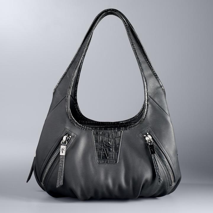 Simply Vera Vera Wang Sidekick Diagonal Zipper Satchel, Women's, Black
