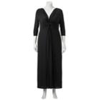 Juniors' Plus Size Wrapper Knot Front Maxi Dress, Girl's, Size: 3xl, Black