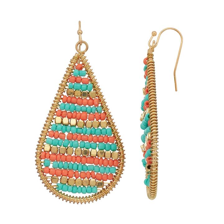 Seed Bead Nickel Free Woven Teardrop Earrings, Women's, Multicolor