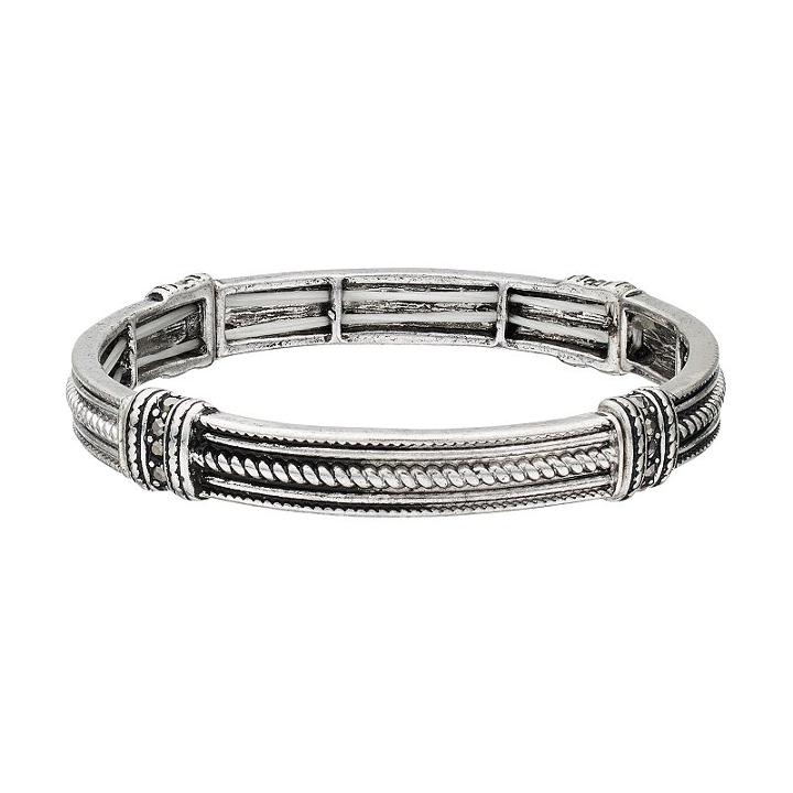 Antiqued & Textured Stretch Bracelet, Women's, Dark Grey