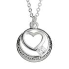 Silver Expressions By Larocks Cubic Zirconia Silver-plated Mom Heart Pendant Necklace, Women's, White