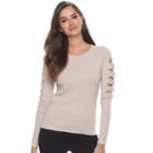 Women's Jennifer Lopez Cutout Sleeve Crewneck Sweater, Size: Medium, Light Pink
