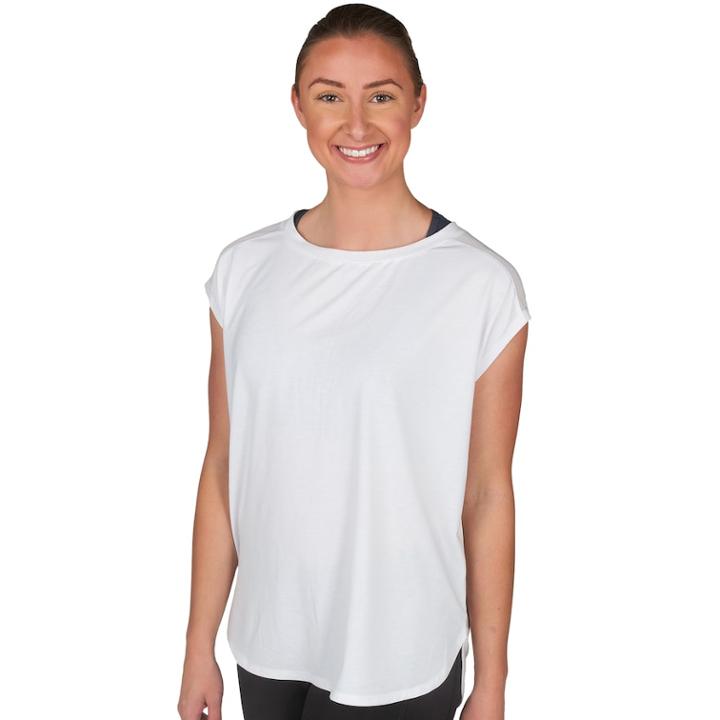 Women's Jockey Sport Illusion Cap Sleeve Tee, Size: Small, Natural