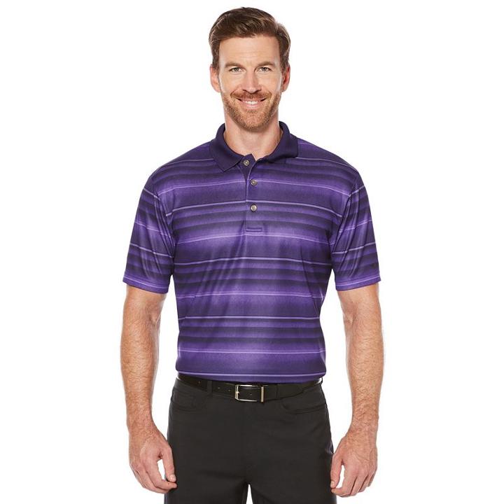 Men's Grand Slam Regular-fit Striped Driflow Stretch Performance Golf Polo, Size: Xl, Drk Purple