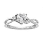 10k White Gold Lab-created White Sapphire & Diamond Accent Swirl Heart Ring, Women's, Size: 7
