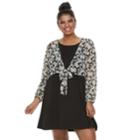 Juniors' Plus Size Wallflower Tie-front Topper & Swing Dress Set, Teens, Size: 2xl, Black