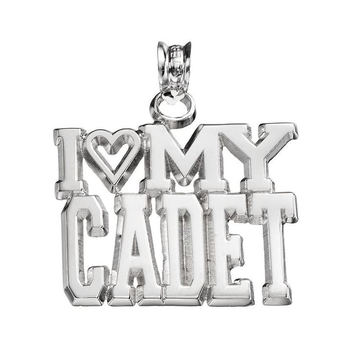 Logoart Sterling Silver I Love My Cadet Pendant, Women's, Grey