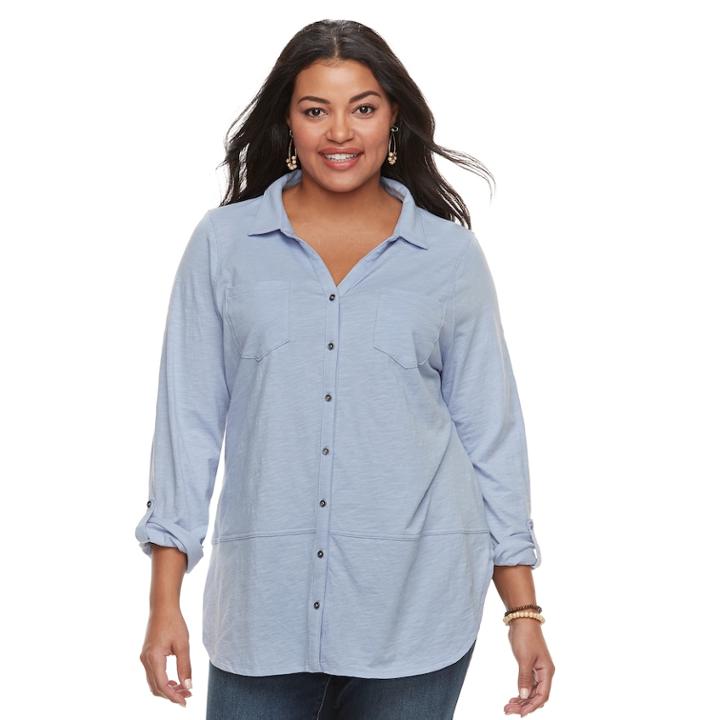 Plus Size Sonoma Goods For Life&trade; Tunic Shirt, Women's, Size: 2xl, Light Blue