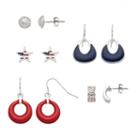 American Flag Star Stud & Hoop Earring Set, Women's, Multicolor