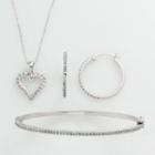 Diamond Mystique Platinum Over Silver Diamond Accent 3-pc. Pendant, Earring And Bracelet Set, Women's, Grey