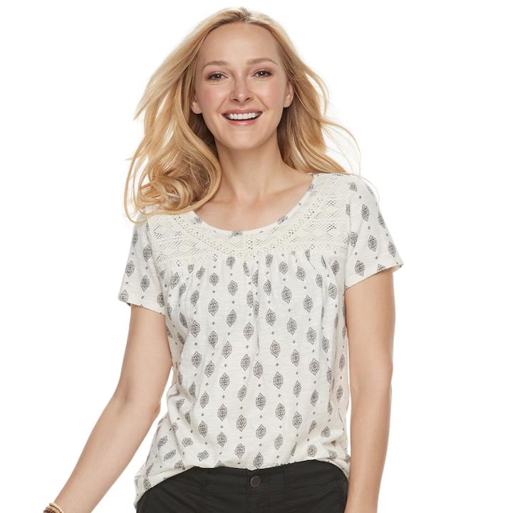 Women's Sonoma Goods For Life&trade; Lace Yoke Tee, Size: Xl, White