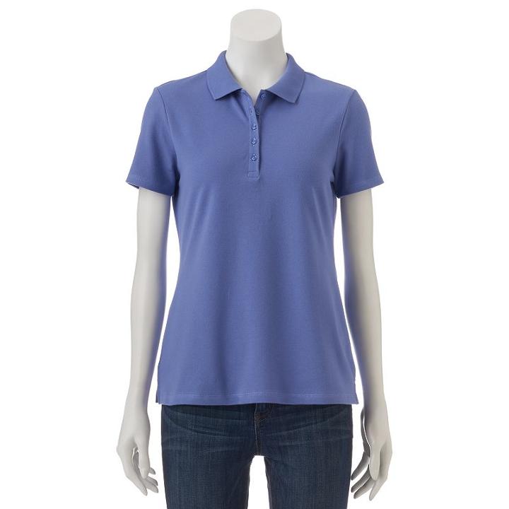 Petite Croft & Barrow&reg; Classic Solid Polo, Women's, Size: Xl Petite, Blue (navy)