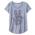 Girls 7-16 & Plus Size Mudd&reg; Raw Edge Scoopneck Shiny Graphic Tee, Girl's, Size: 14, Blue (navy)