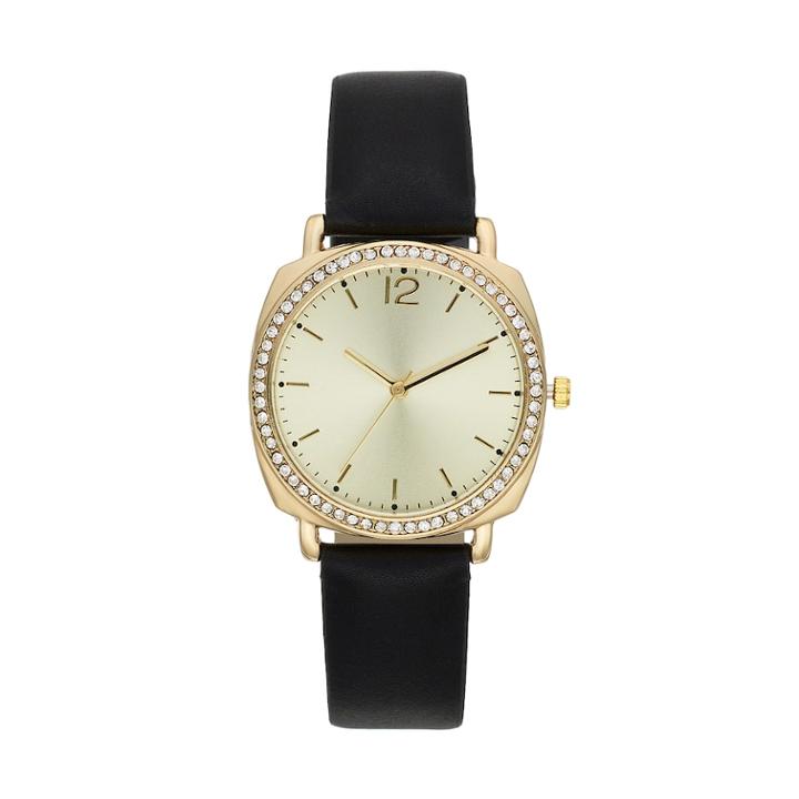 Women's Crystal Watch, Size: Medium, Black