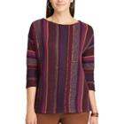 Women's Chaps Striped Cotton Sweater, Size: Xs, Purple Oth