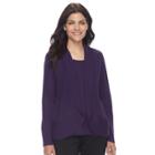 Petite Napa Valley Mock-layer Pointelle Sweater, Women's, Size: L Petite, Drk Purple