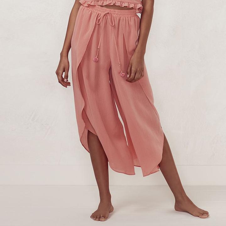 Women's Lc Lauren Conrad Beach Shop Envelope-hem Capri Pants, Size: Medium, Lt Orange