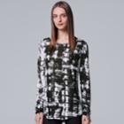 Women's Simply Vera Vera Wang Print Crewneck Tee, Size: Large, Med Blue