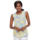 Women's Caribbean Joe Shell Print Tank, Size: Large, Lt Yellow