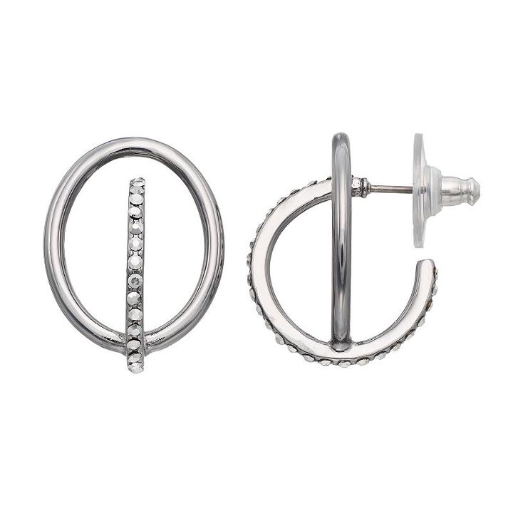 Simply Vera Vera Wang Nickel Free Pave Interlocked Hoop Earrings, Women's, Oxford