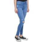 Juniors' So&reg; Ripped High-waisted Ankle Jeggings, Teens, Size: 13, Green
