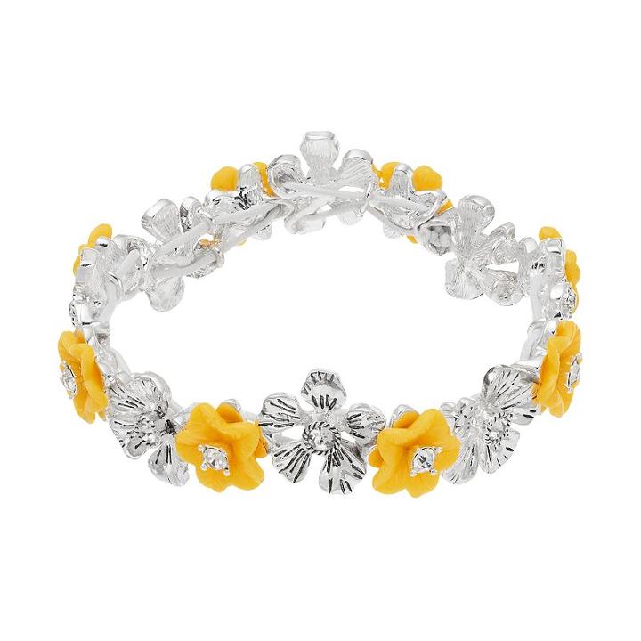 Napier Flower Link Stretch Bracelet, Women's, Yellow