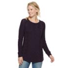 Women's Sonoma Goods For Life&trade; Lattice Cable-knit Crewneck Sweater, Size: Medium, Purple