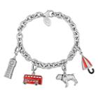 Laura Ashley Sterling Silver London Charm Bracelet Set, Women's, Size: 7.25, Multicolor