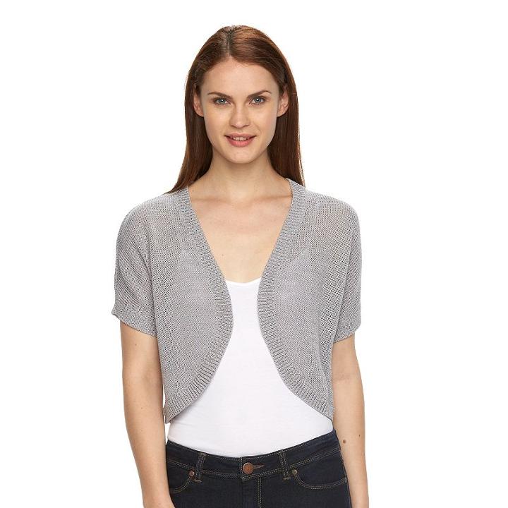 Women's Croft & Barrow&reg; Solid Textured Shrug, Size: Xl, Grey