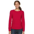 Women's Croft & Barrow&reg; Cozy Ribbed Crewneck Sweater, Size: Small, Med Red
