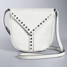 Simply Vera Vera Wang Studded Flap Leather Saddle Crossbody Bag, Women's, White