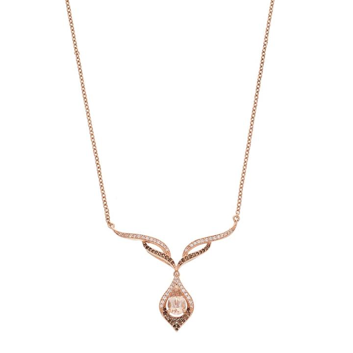 10k Rose Gold Morganite & 1/4 Carat T.w. Diamond Pendant Necklace, Women's, Size: 15.75, Brown