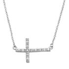 Silver Plate 1/10-ct. T.w. Diamond Sideways Cross Link Necklace, Women's, Size: 17, Multicolor
