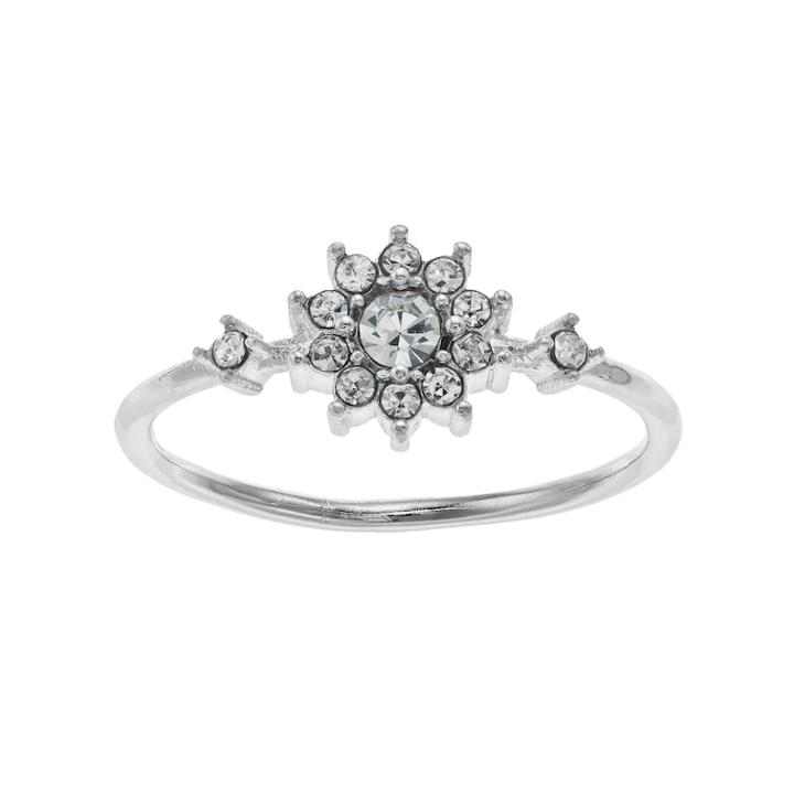Lc Lauren Conrad Simulated Crystal Flower Ring, Women's, Size: 7, Silver