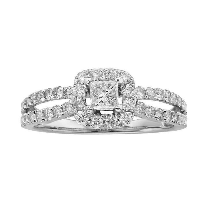 Princess-cut Igl Certified Diamond Frame Engagement Ring In 14k White Gold (1 Ct. T.w.), Women's, Size: 6