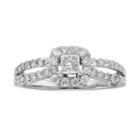 Princess-cut Igl Certified Diamond Frame Engagement Ring In 14k White Gold (1 Ct. T.w.), Women's, Size: 6