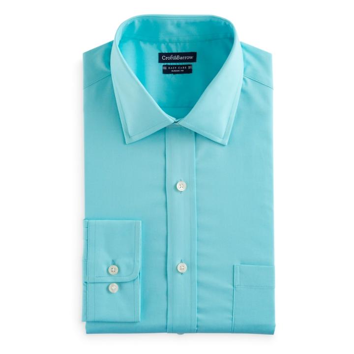 Men's Croft & Barrow&reg; Regular-fit Easy-care Spread-collar Dress Shirt, Size: 17-32/33, Turquoise/blue (turq/aqua)