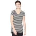 Maternity Oh Baby By Motherhood&trade; Striped Nursing Tee, Women's, Size: Large, Grey (charcoal)