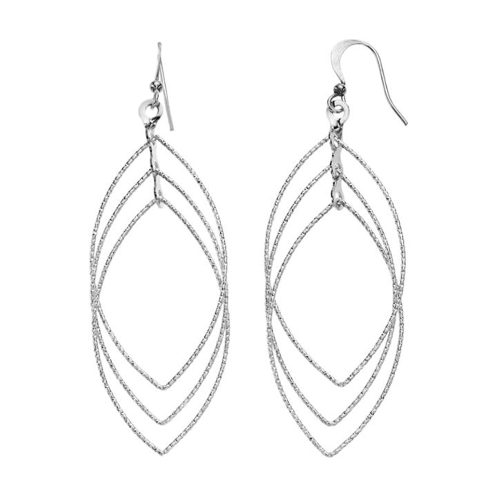 Nickel Free Triple Marquise Drop Earrings, Women's, Silver