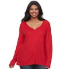 Plus Size Juniors' So&reg; Plus Waffle Swing Tee, Teens, Size: 2xl, Med Red
